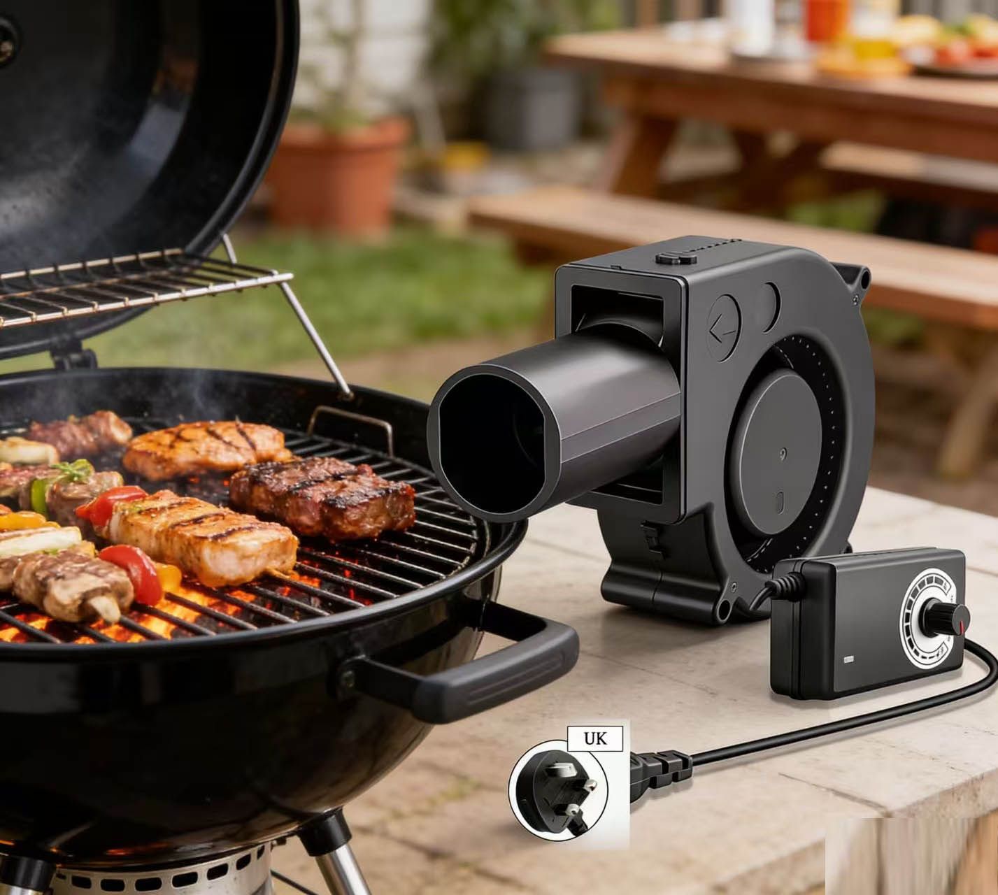 Barbecue Tools Turbo Blower with Adjustable Speed Cooking Tool Handheld Barbecue Blower Camping Air Blower Cooking Speed Controller Outdoor Portable Machine Barbecue Fan with Small Blast Engine