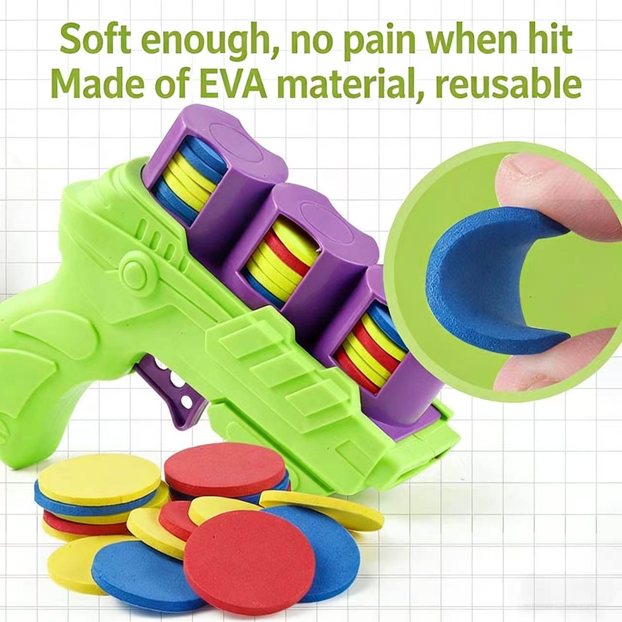 Kids Foam Flying Disc Radish Gun Toy, Soft Disc Shooting Launcher, Outdoor Interactive Game Toy For Boys & Girls