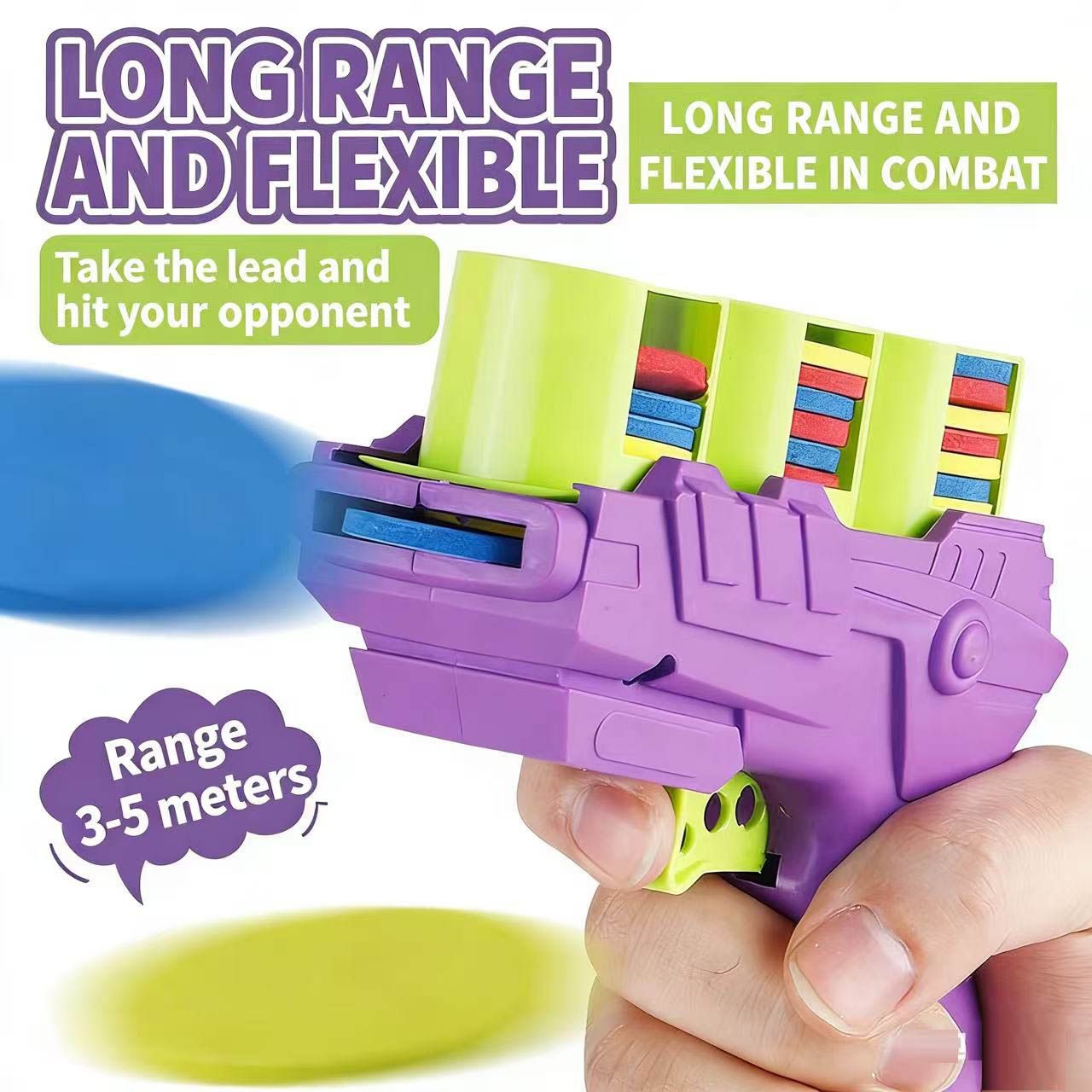 Kids Foam Flying Disc Radish Gun Toy, Soft Disc Shooting Launcher, Outdoor Interactive Game Toy For Boys & Girls