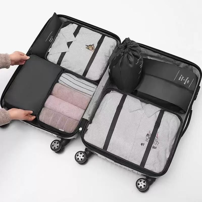 7Pcs Travel Organizer Packing Cubes Set, Foldable Luggage Storage Bags for Clothes Shoes, Portable Suitcase Organizer Pouches for home & trip
