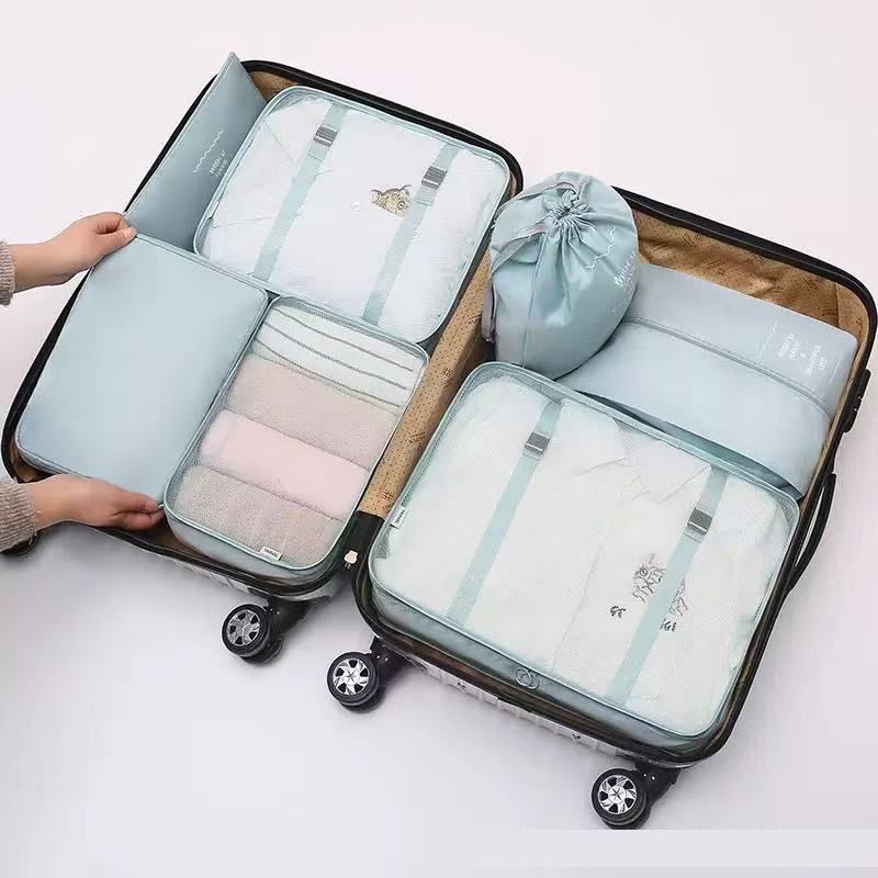 7Pcs Travel Organizer Packing Cubes Set, Foldable Luggage Storage Bags for Clothes Shoes, Portable Suitcase Organizer Pouches for home & trip