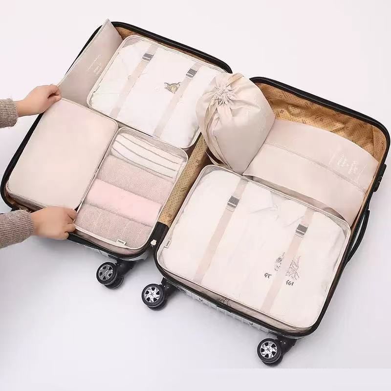 7Pcs Travel Organizer Packing Cubes Set, Foldable Luggage Storage Bags for Clothes Shoes, Portable Suitcase Organizer Pouches for home & trip