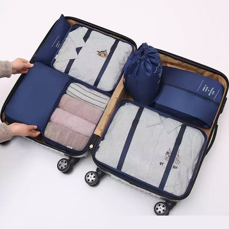 7Pcs Travel Organizer Packing Cubes Set, Foldable Luggage Storage Bags for Clothes Shoes, Portable Suitcase Organizer Pouches for home & trip