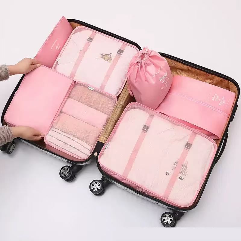7Pcs Travel Organizer Packing Cubes Set, Foldable Luggage Storage Bags for Clothes Shoes, Portable Suitcase Organizer Pouches for home & trip