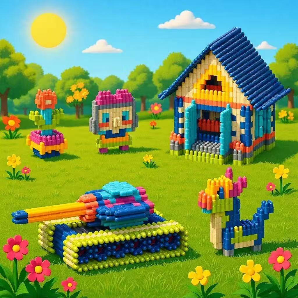 160 pcs Children3D Puzzle Game  Block Toys Design Build Own Building Blocks Children's Educational kid Toys Parent-Child Interaction boy girl toy Gift
