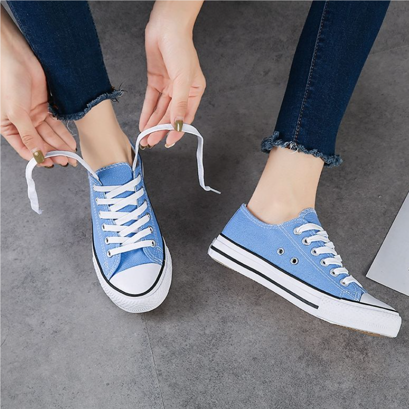 Women's Shoes Flats Canvas Shoes Low-top candy-colored cloth shoes, versatile lace-up casual student party shoes, canvas shoes, women's flat shoes