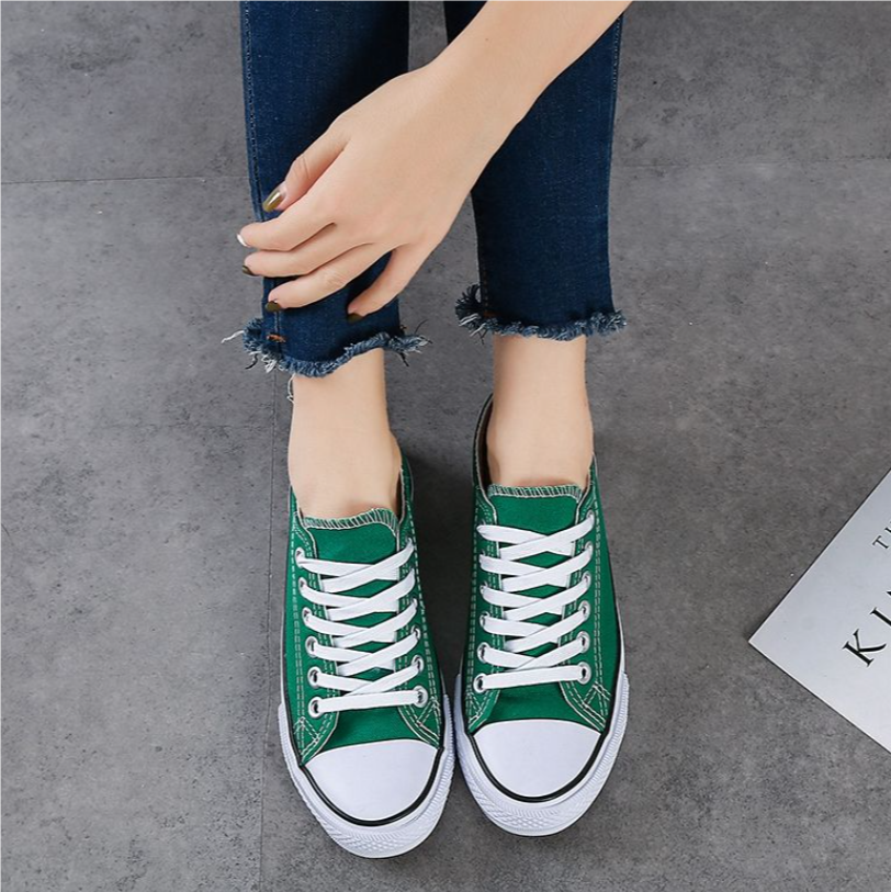 Women's Shoes Flats Canvas Shoes Low-top candy-colored cloth shoes, versatile lace-up casual student party shoes, canvas shoes, women's flat shoes