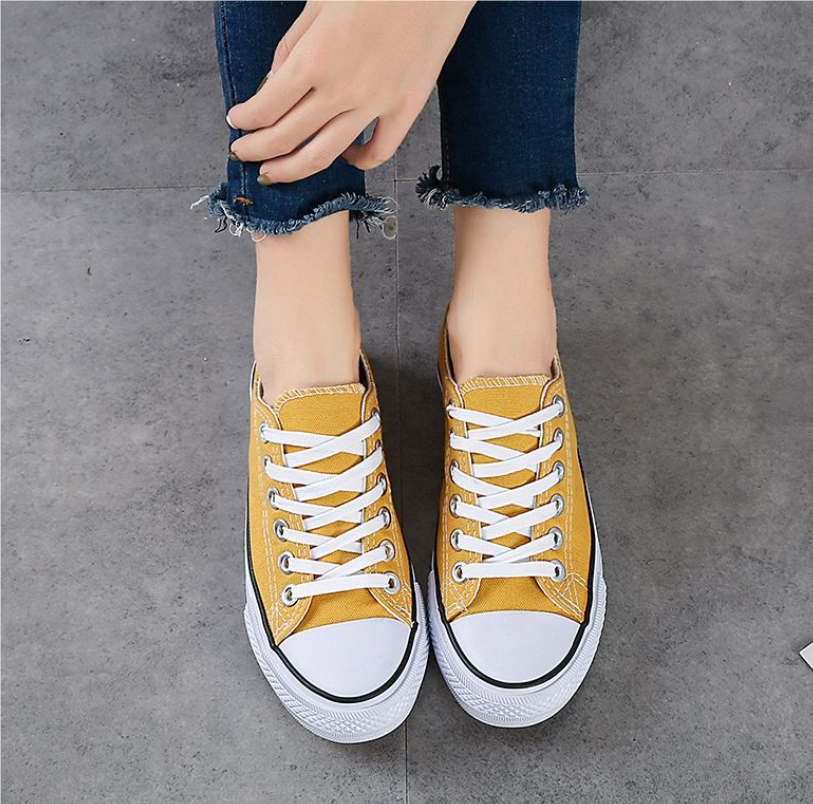 Women's Shoes Flats Canvas Shoes Low-top candy-colored cloth shoes, versatile lace-up casual student party shoes, canvas shoes, women's flat shoes