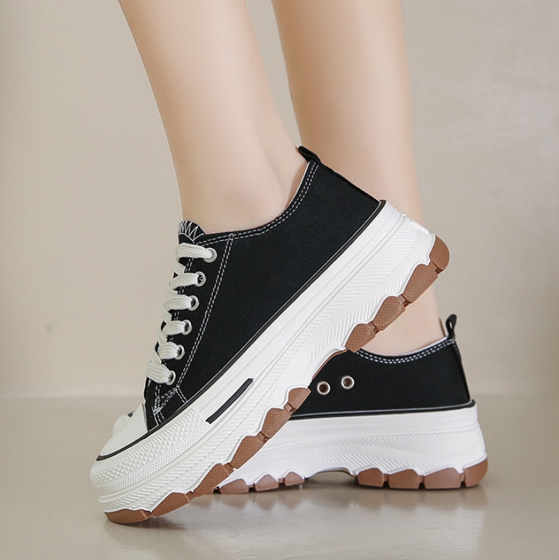 Shoes  Women's Shoes  Sneakers New Canvas Shoes Hong Kong Style Fashion White Shoes Student Thick-Soled Sports Shoes Casual All-Match Ins Single Shoes