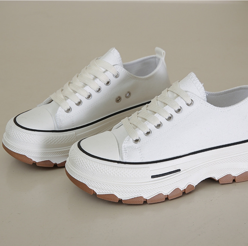 Shoes  Women's Shoes  Sneakers New Canvas Shoes Hong Kong Style Fashion White Shoes Student Thick-Soled Sports Shoes Casual All-Match Ins Single Shoes