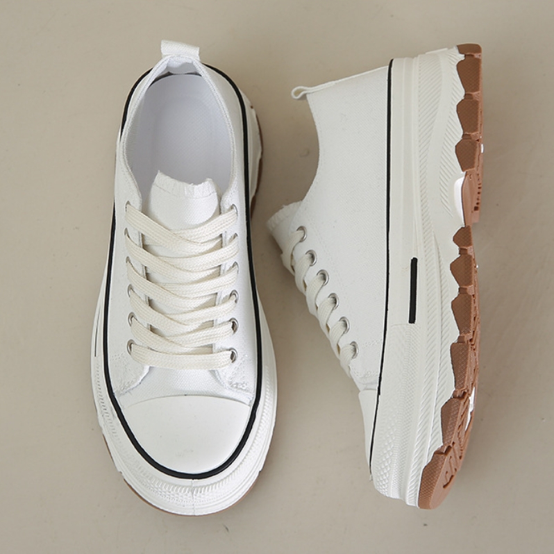 Shoes  Women's Shoes  Sneakers New Canvas Shoes Hong Kong Style Fashion White Shoes Student Thick-Soled Sports Shoes Casual All-Match Ins Single Shoes