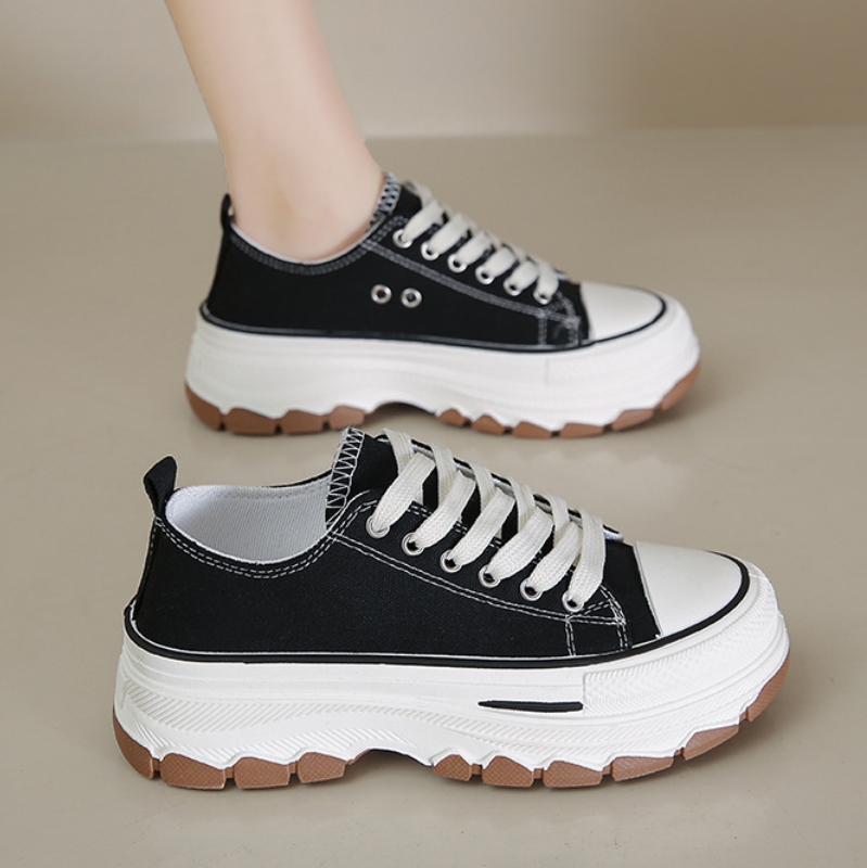 Shoes  Women's Shoes  Sneakers New Canvas Shoes Hong Kong Style Fashion White Shoes Student Thick-Soled Sports Shoes Casual All-Match Ins Single Shoes