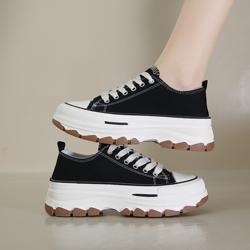 Shoes  Women's Shoes  Sneakers New Canvas Shoes Hong Kong Style Fashion White Shoes Student Thick-Soled Sports Shoes Casual All-Match Ins Single Shoes