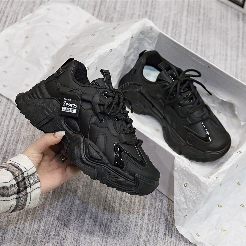 Shoes  Women's Shoes  Sneakers  New Thick-Soled Black Shoes Sports Soft Soles No Fatigue Breathable Running Fashion Shoes
