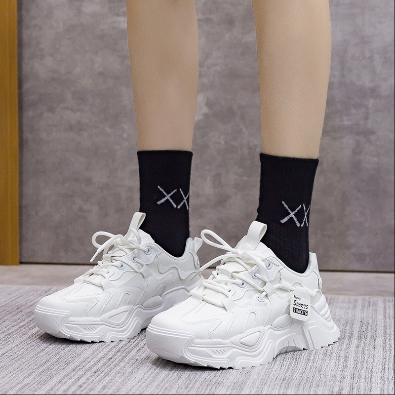 Shoes  Women's Shoes  Sneakers  New Thick-Soled Black Shoes Sports Soft Soles No Fatigue Breathable Running Fashion Shoes