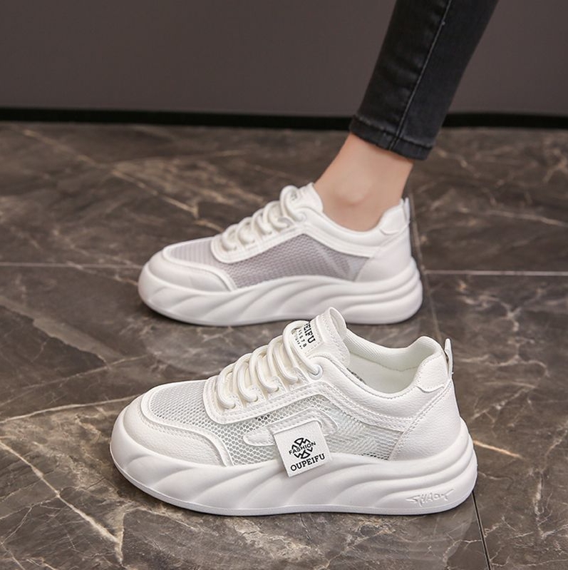 Shoes  Women's Shoes  Sneakers New Style Breathable Mesh White Shoes Bread Shoes Thick Sole Versatile High Soft Bottom Shoes