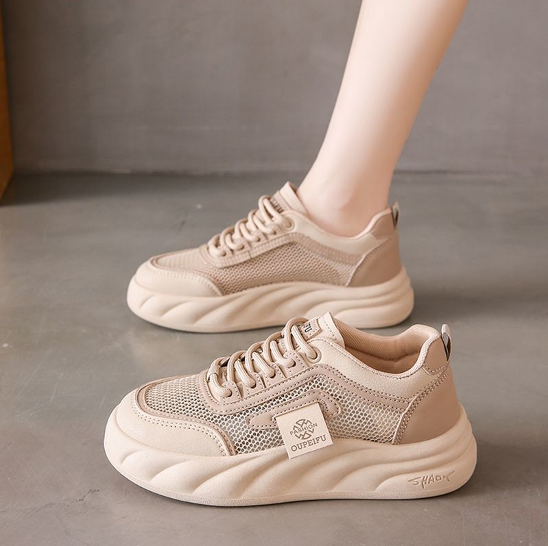 Shoes  Women's Shoes  Sneakers New Style Breathable Mesh White Shoes Bread Shoes Thick Sole Versatile High Soft Bottom Shoes