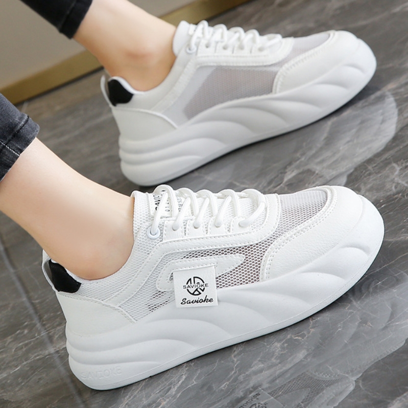 Shoes  Women's Shoes  Sneakers New Style Breathable Mesh White Shoes Bread Shoes Thick Sole Versatile High Soft Bottom Shoes