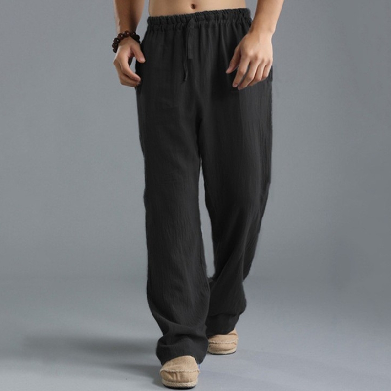 Clothes  Men's Clothing  Bottoms  Pants Loose Pants Elastic Waist Drawstring Linen Breathable Sports Cotton And Linen Trousers