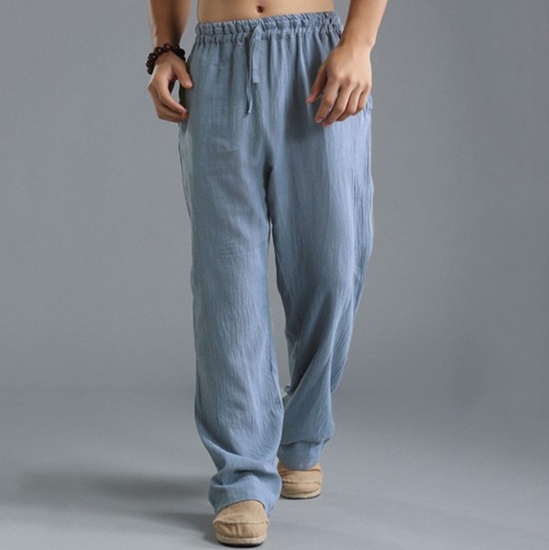 Clothes  Men's Clothing  Bottoms  Pants Loose Pants Elastic Waist Drawstring Linen Breathable Sports Cotton And Linen Trousers