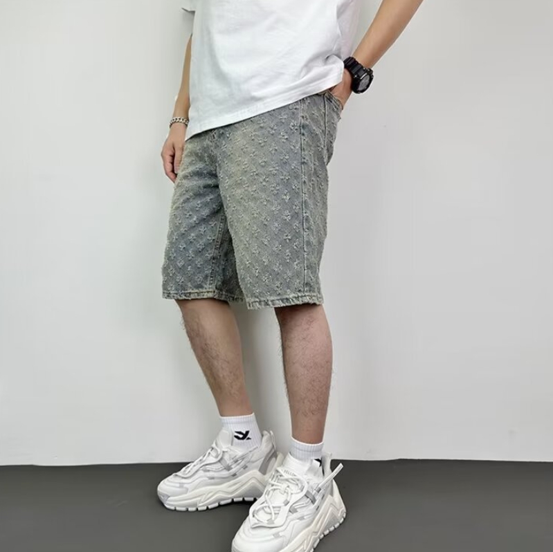 Clothes Men's Clothing Bottoms Pants Jeans Casual And Cool Retro Distressed And Torn Denim Shorts Straight Loose High Street Versatile