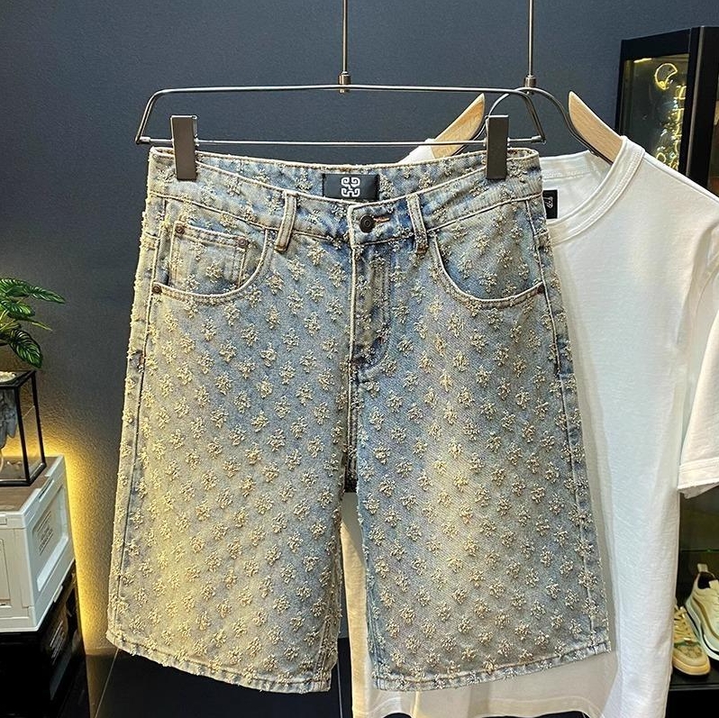 Clothes Men's Clothing Bottoms Pants Jeans Casual And Cool Retro Distressed And Torn Denim Shorts Straight Loose High Street Versatile
