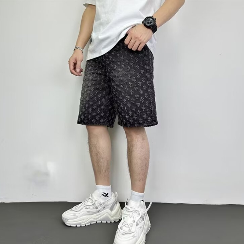 Clothes Men's Clothing Bottoms Pants Jeans Casual And Cool Retro Distressed And Torn Denim Shorts Straight Loose High Street Versatile