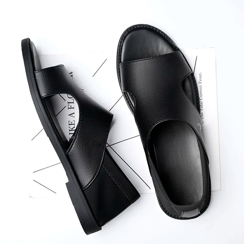Men's Casual Sandals Men's Soft Sole Non-Slip Wear-Resistant Deodorant Beach Shoes Genuine Leather Driving Sandals
