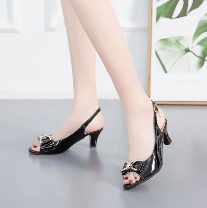 Shoes Women's High Heels Fish Mouth Sandals New Hollow Bow Korean Single Shoes