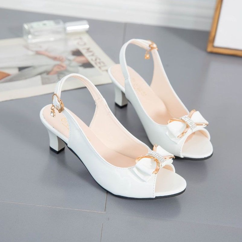 Shoes Women's High Heels Fish Mouth Sandals New Hollow Bow Korean Single Shoes