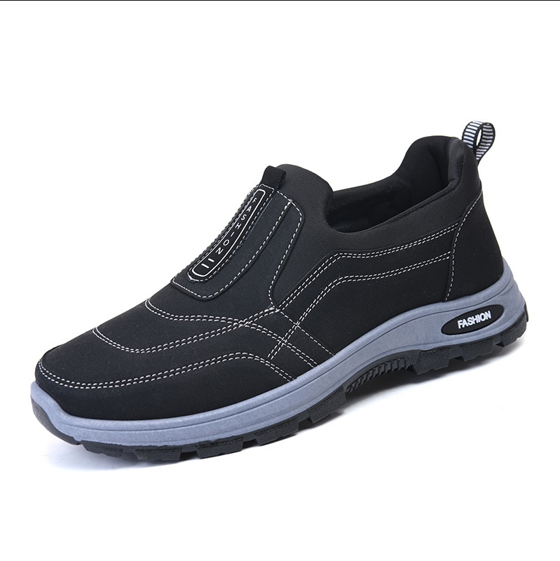 Men's New Korean Casual Running Shoes Lightweight Breathable Soft-Soled Slip-On Thick-Soled Sports Shoes
