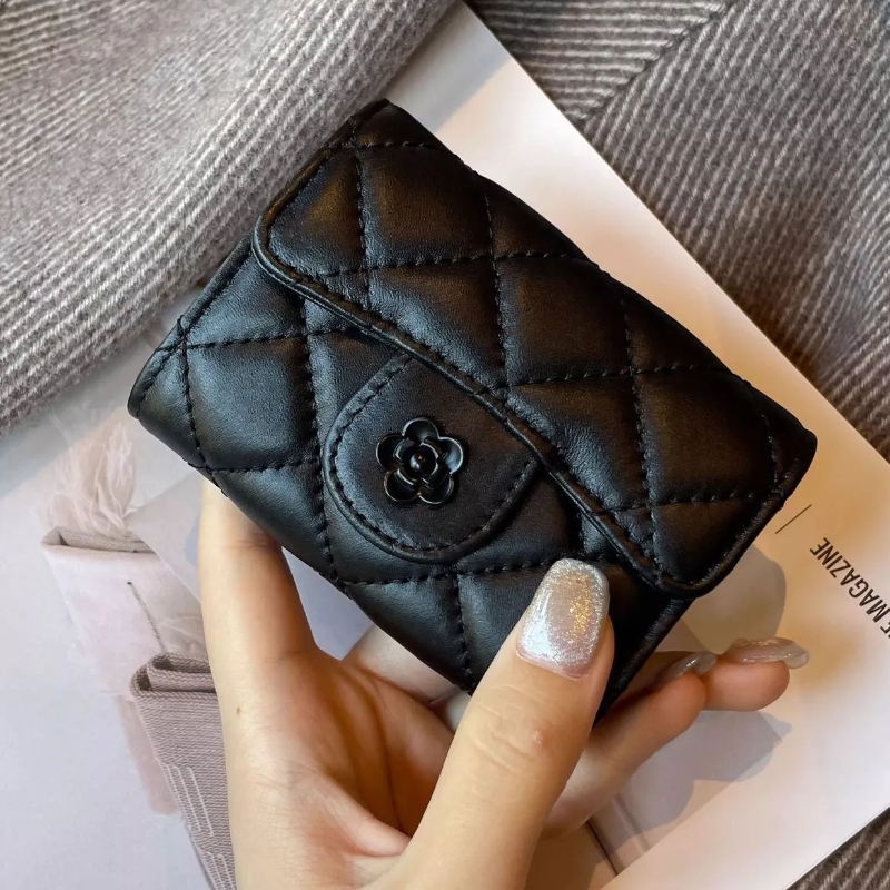 Small Chanel Style Card Wallet New Multi-Card Slot Light Luxury Small High-End Accordion Net Celebrity High-End Anti-Demagnetization Card Wallet Female Model
