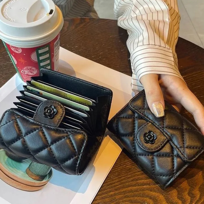 Small Chanel Style Card Wallet New Multi-Card Slot Light Luxury Small High-End Accordion Net Celebrity High-End Anti-Demagnetization Card Wallet Female Model