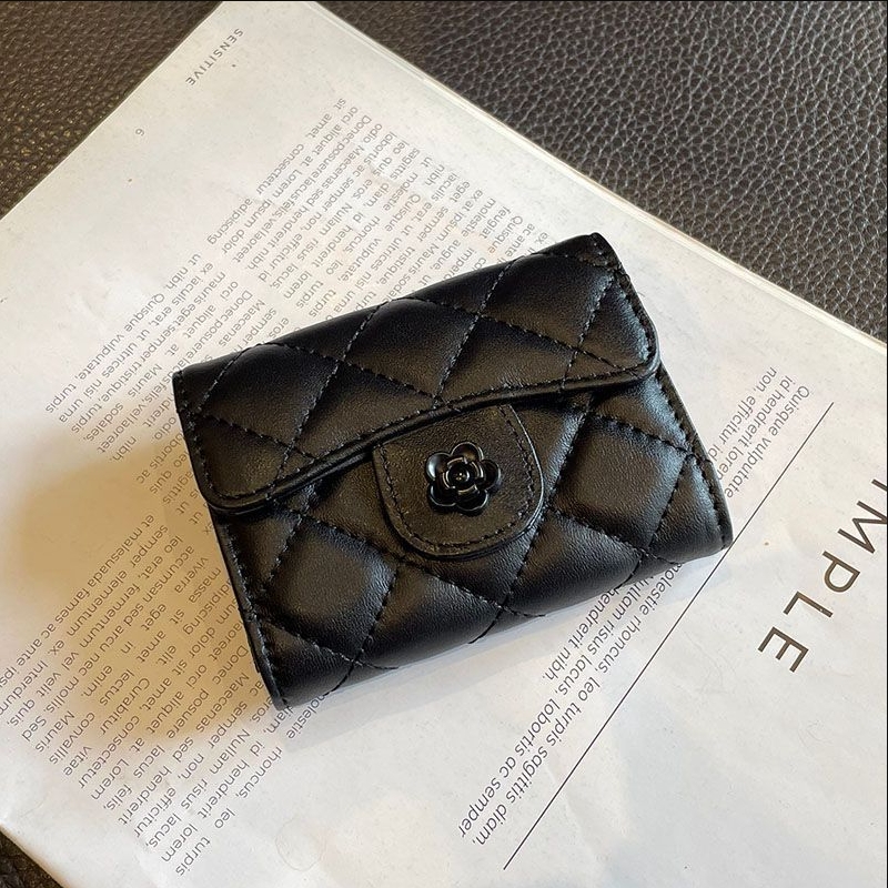 Small Chanel Style Card Wallet New Multi-Card Slot Light Luxury Small High-End Accordion Net Celebrity High-End Anti-Demagnetization Card Wallet Female Model