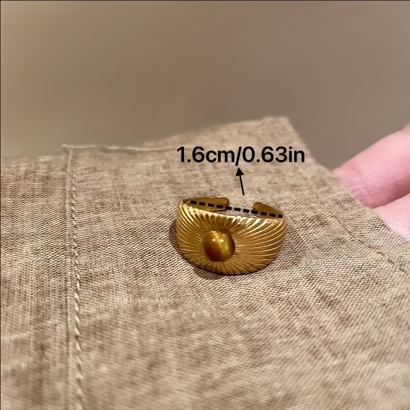 Golden Sunflower Tiger Eye Open Ring Female New High-end Ring Niche Retro Design Unique Versatile Ring