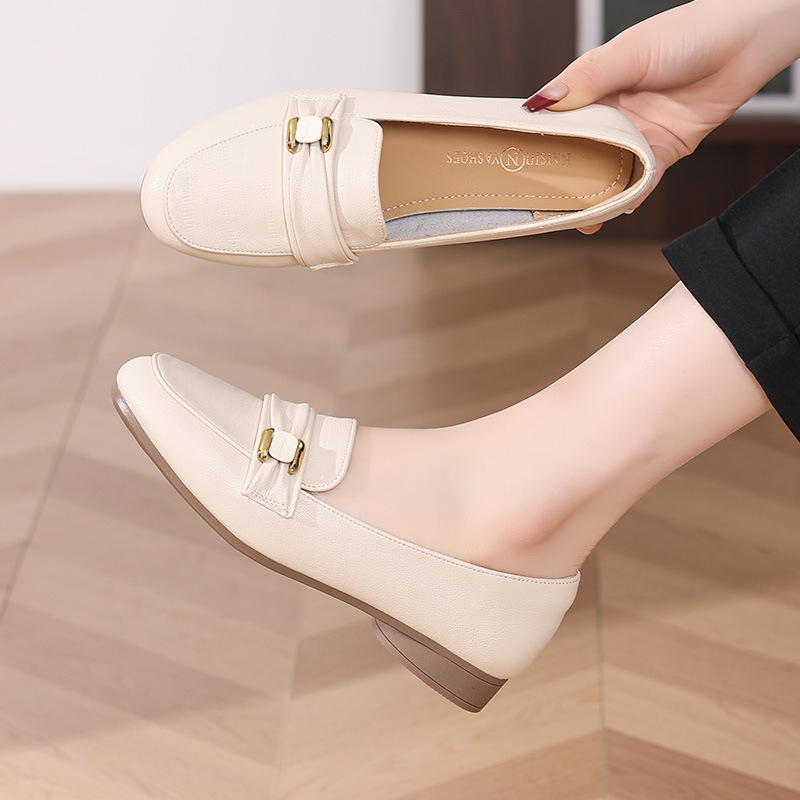 Women's Soft Leather Loafers, British-Style Soft-Sole Leather Shoes