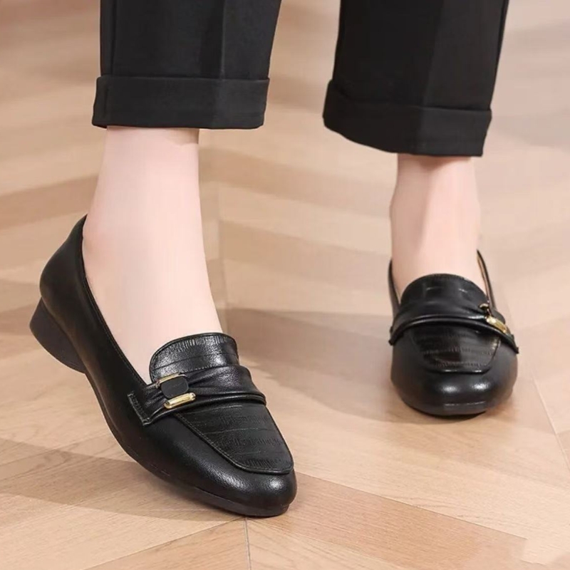 Women's Soft Leather Loafers, British-Style Soft-Sole Leather Shoes