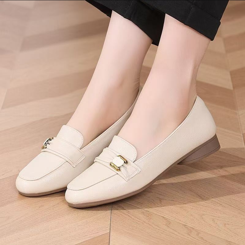 Women's Soft Leather Loafers, British-Style Soft-Sole Leather Shoes