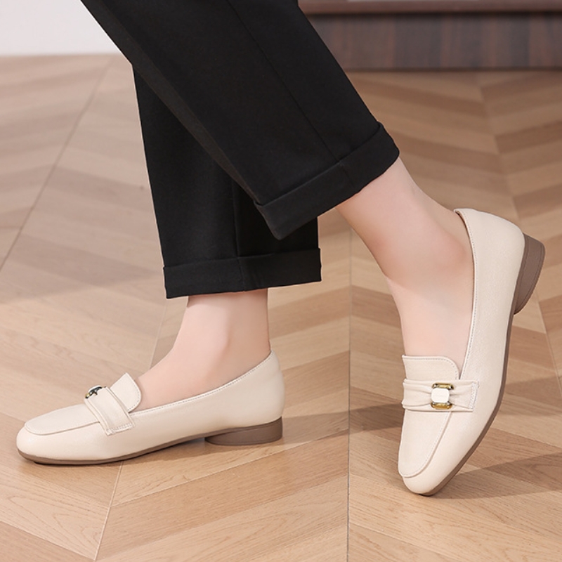 Women's Soft Leather Loafers, British-Style Soft-Sole Leather Shoes