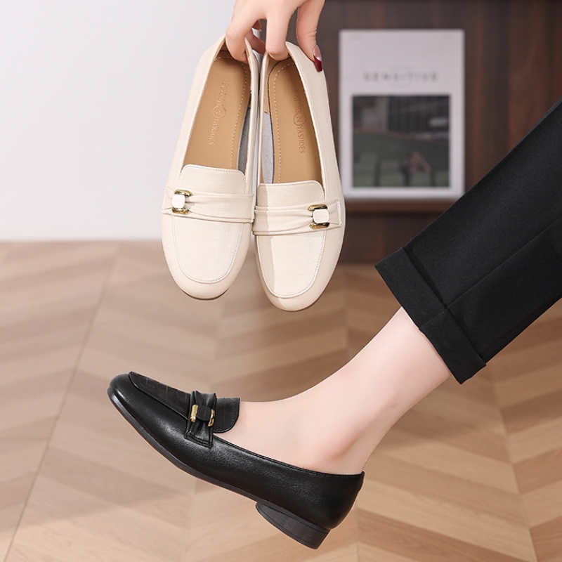 Women's Soft Leather Loafers, British-Style Soft-Sole Leather Shoes