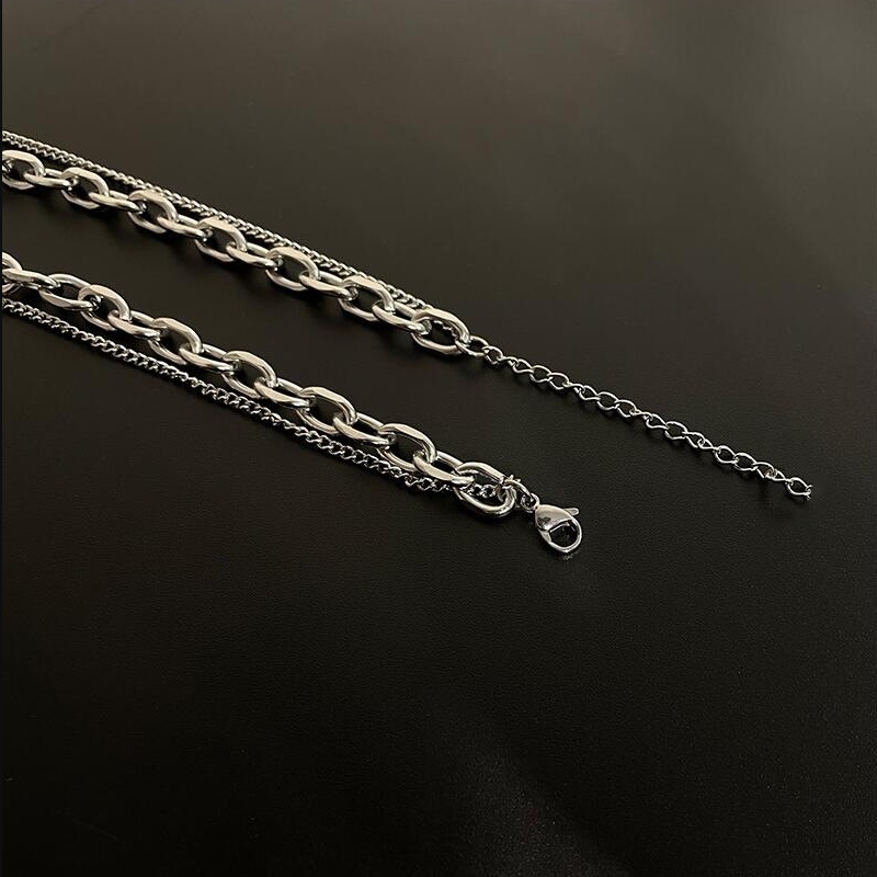 European And American Hip-Hop Instagram Portrait Necklace Double Layered Accessory