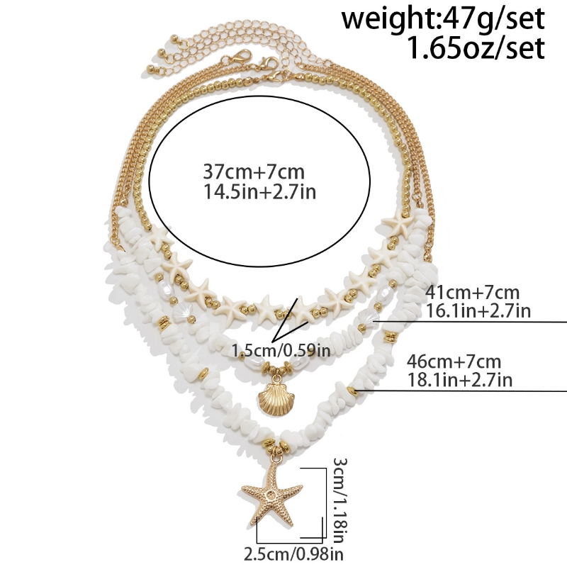 Bohemian Imitation Pearl Holiday Style Retro Beaded Necklace with Starfish Shell Pendant Necklace: A Luxurious and Lightweight Design