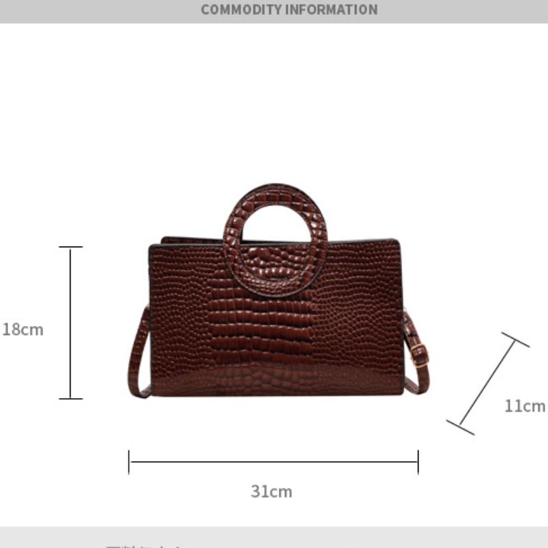 Women's Trendy Crocodile-Pattern Niche Design Stylish Minimalist Hoop Handbag