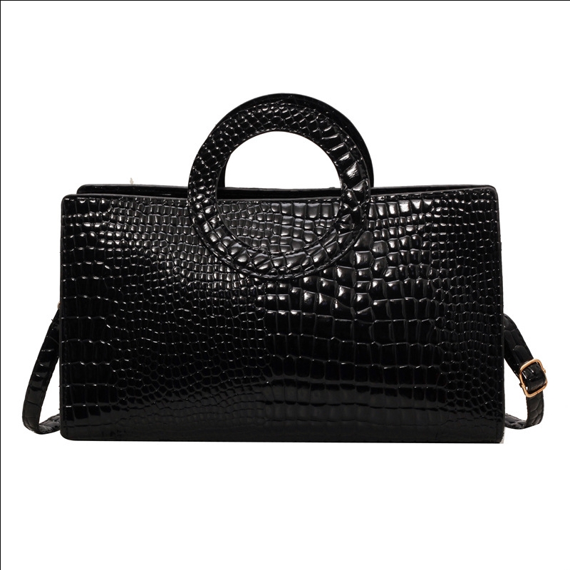 Women's Trendy Crocodile-Pattern Niche Design Stylish Minimalist Hoop Handbag