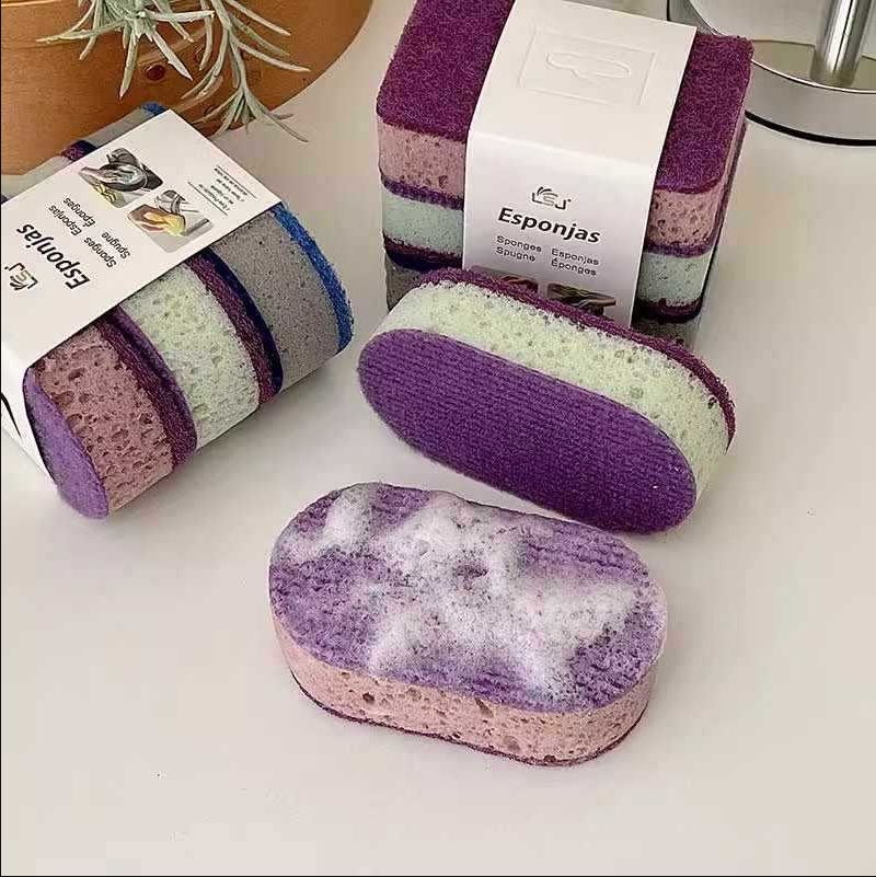 6-Pack Thickened High-Density Colorful Dishwashing Sponge For Kitchen Non-Stick Oil Pan Brush