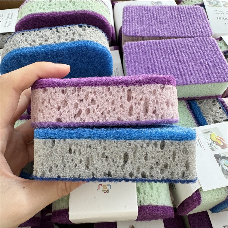 6-Pack Thickened High-Density Colorful Dishwashing Sponge For Kitchen Non-Stick Oil Pan Brush