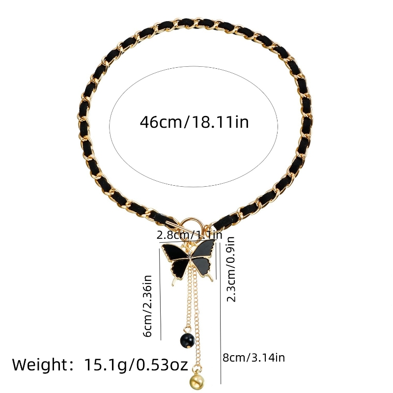 Women's Black Butterfly Wrap Velvet Clavicle Tassel Necklace