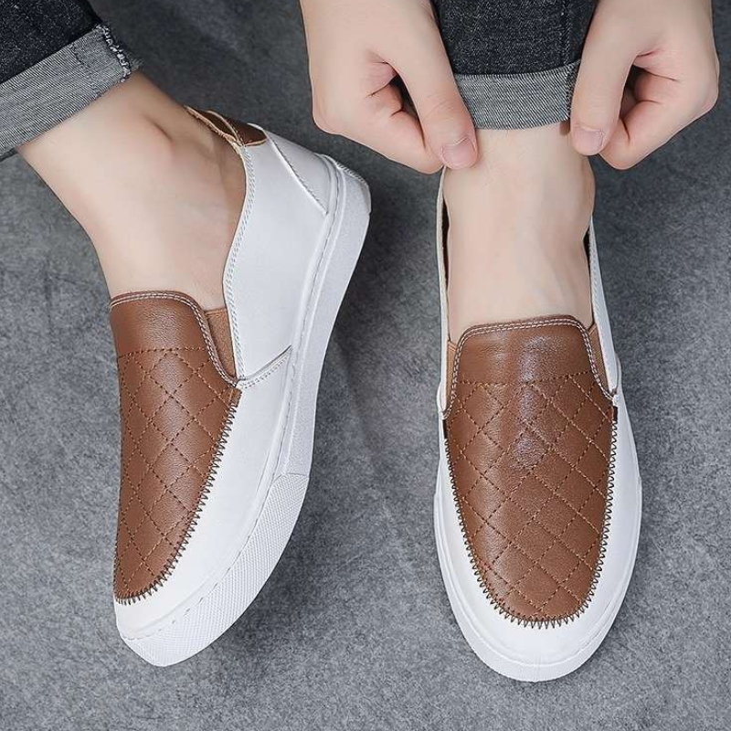 Men's Casual Non-Slip Wear-Resistant Breathable  Soft-Sole Slip-On Leather Shoes