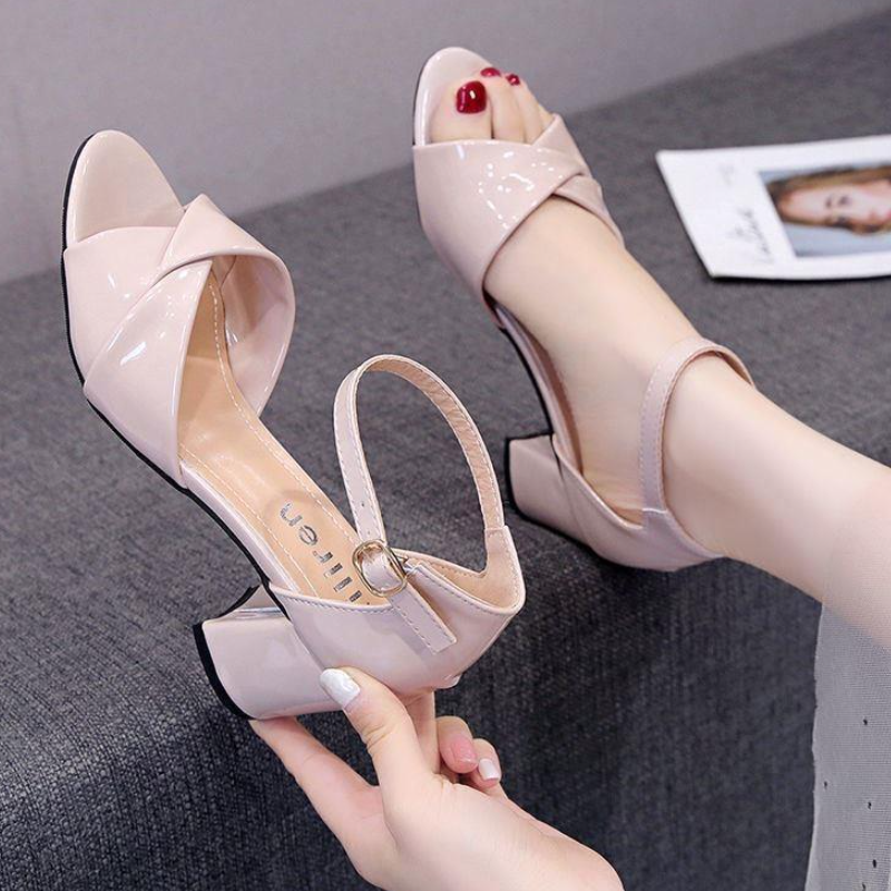 Women's Chunky Heel Sandals With One-Strap Peep Toe - Versatile Casual High Heels