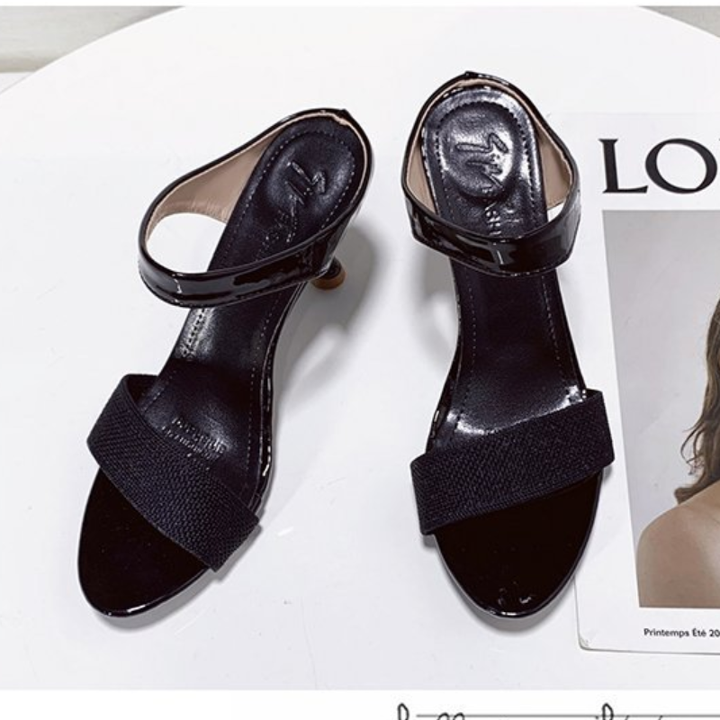 Women's High-Heeled Slip-On Peep Toe Fairy Style Knitted Sandals With Fashionable Stiletto Heels